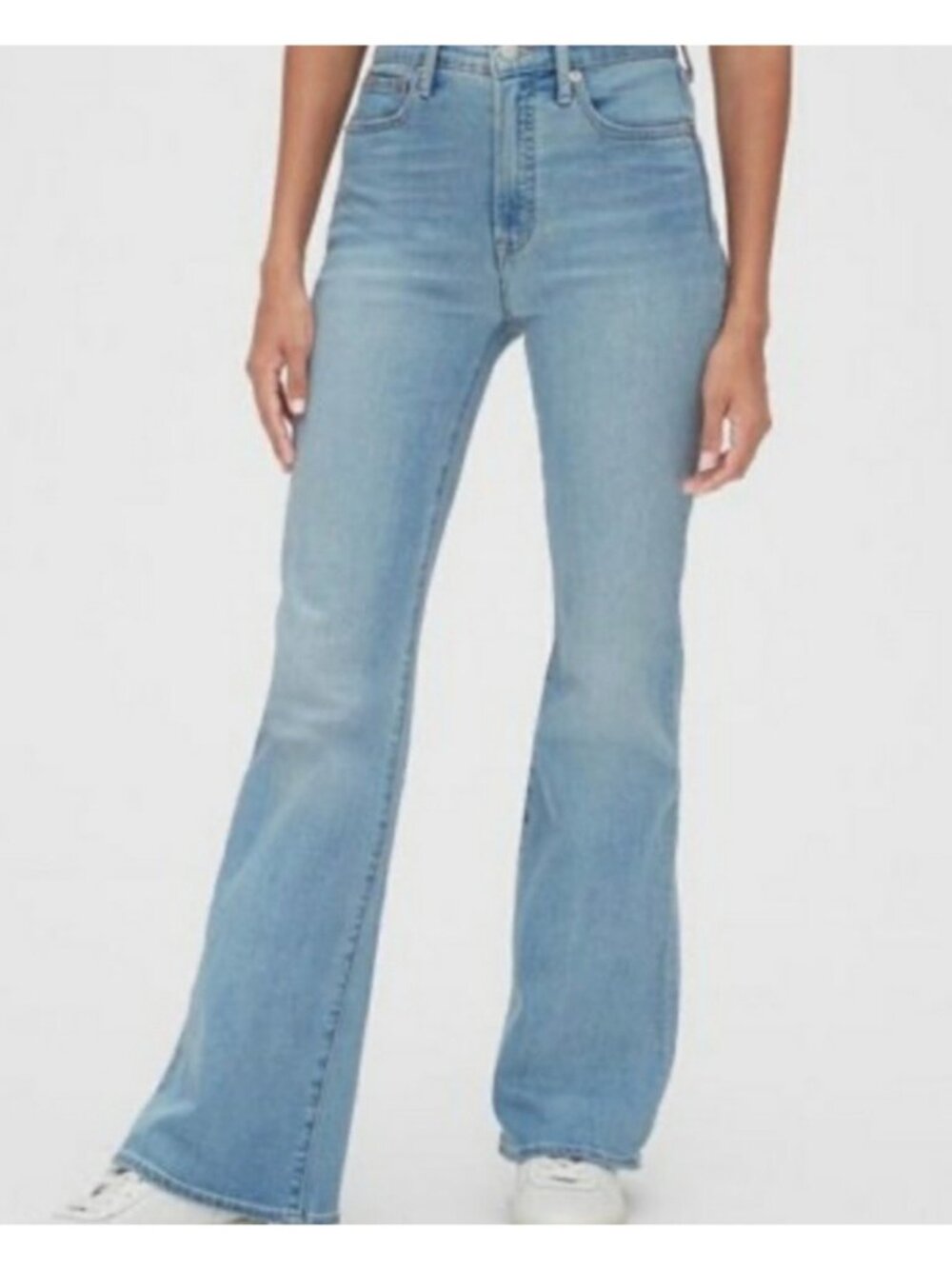 GAP Light Indigo Blue High-Rise Women's Shark Bite Flare Hem Jeans Size 25P